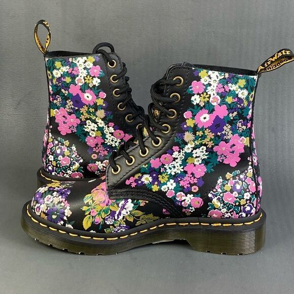 DR. MARTENS 1460 Pascal Ankle Boots Floral Print Leather shoes size 6 - Picture 6 of 9